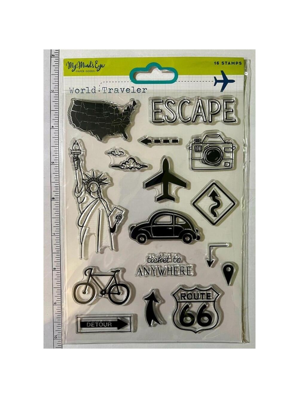 My Mind's Eye World Traveler Escape Route 66 Travel Clear Stamp Set